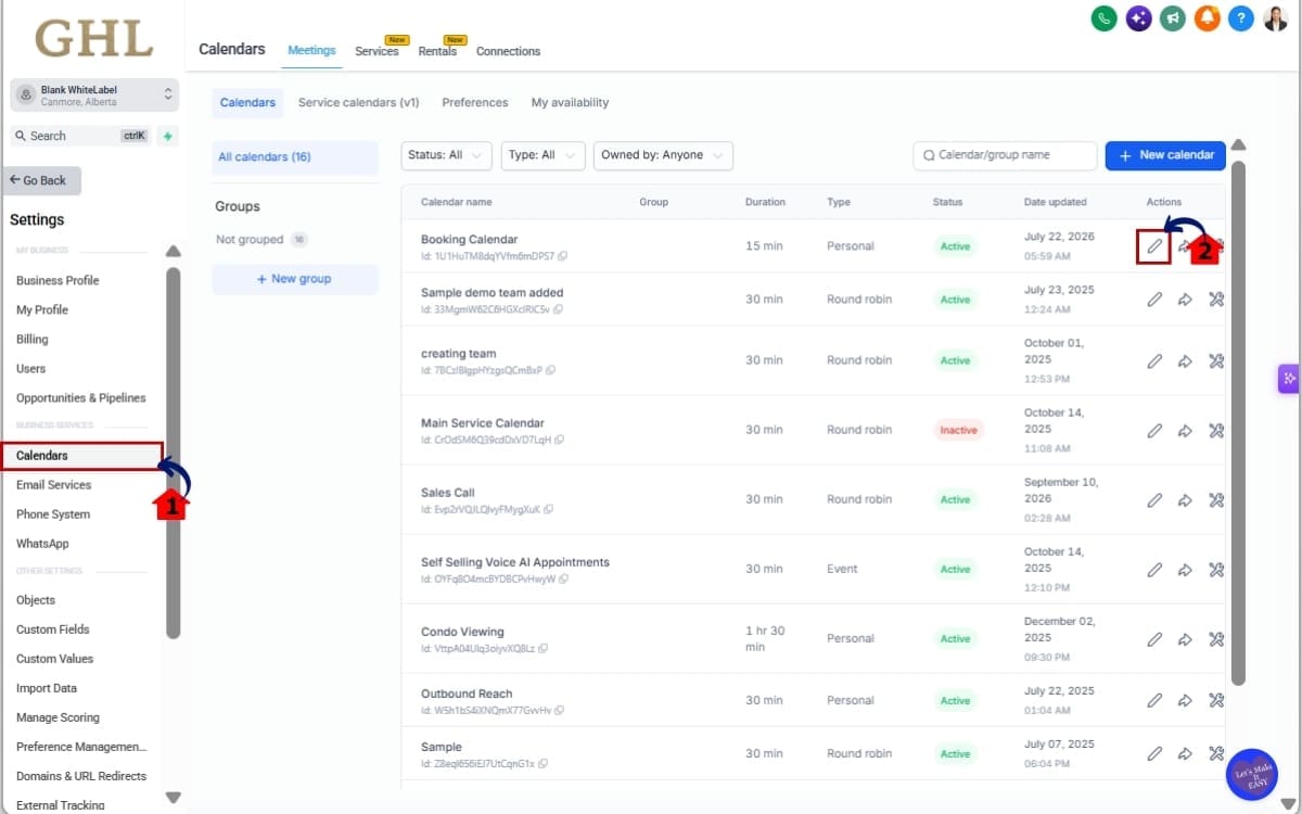 Localized Notification Templates
 - Access Calendar Settings in GHL